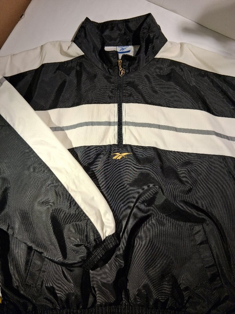 Vtg 90s Reebok Allen Iverson i3 Half Zip Windbreaker Jacket Mens XL Black White